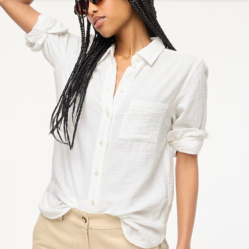 J. Crew Factory Gauze button-up shirt in white NWT